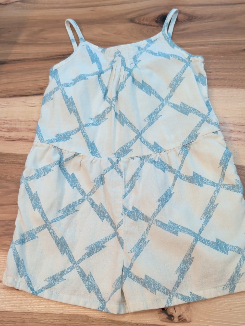 GAP Cream and Light Blue Patterned Girls One-Piece Romper